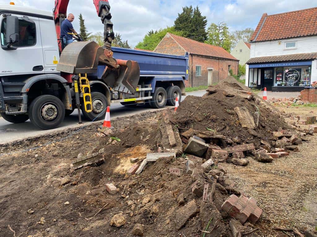 This is a photo of a dig out being carried out for the installation of a new tarmac driveway. Works being carried out by Faversham Driveways