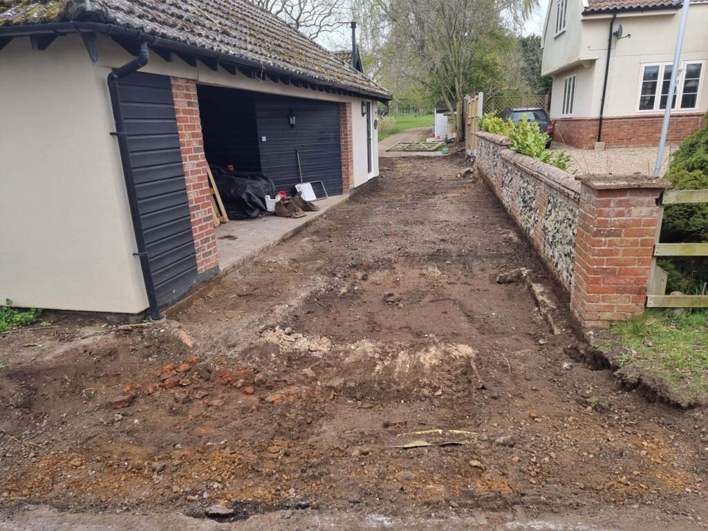 This is a tarmac driveway that is in the process of being dug out and installed by Faversham Driveways